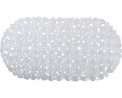 MSV Douche/bad anti-slip mat - badkamer - pvc - transparant - 35 x 68 cm - zuignappen - steentjes motief