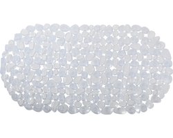 MSV Douche/bad anti-slip mat - badkamer - pvc - transparant - 39 x 99 cm - zuignappen - steentjes motief