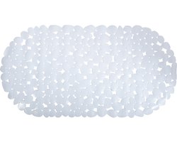 MSV Douche/bad anti-slip mat - badkamer - pvc - wit - 35 x 68 cm - zuignappen - steentjes motief