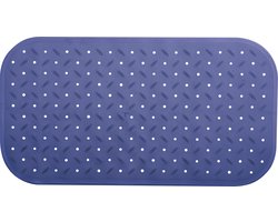 MSV Douche/bad anti-slip mat badkamer - rubber - blauw - 36 x 76 cm - met zuignappen