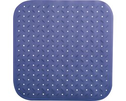 MSV Douche/bad anti-slip mat badkamer - rubber - blauw - 54 x 54 cm - met zuignappen