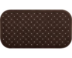 MSV Douche/bad anti-slip mat badkamer - rubber - bruin - 36 x 65 cm - met zuignappen