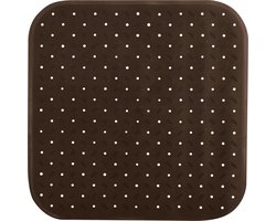MSV Douche/bad anti-slip mat badkamer - rubber - bruin - 54 x 54 cm - met zuignappen