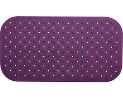 MSV Douche/bad anti-slip mat badkamer - rubber - paars - 36 x 76 cm - met zuignappen