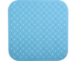MSV Douche/bad anti-slip mat badkamer - rubber - turquoise - 54 x 54 cm - met zuignappen