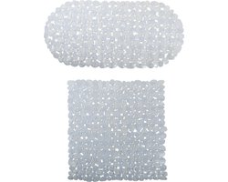 MSV Douche/bad anti-slip matten set badkamer - pvc - 2x stuks - transparant - 2 formaten