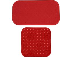 MSV Douche/bad anti-slip matten set badkamer - rubber - 2x stuks - terracotta - 2 formaten