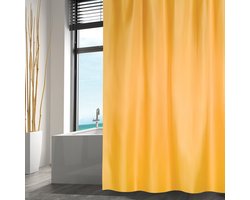 MSV Douchegordijn - geel - gerecycled polyester - 180 x 200 cm - wasbaar - bad en douche