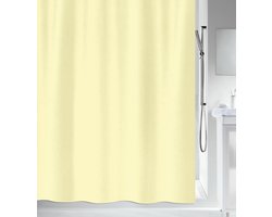 MSV Douchegordijn met ringen - lichtgeel - gerecycled polyester - 180 x 200 cm - wasbaar - Voor bad en douche
