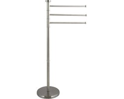 MSV Handdoeken rek badkamer - zilver - chroom metaal - 33 x 89 x 32 cm