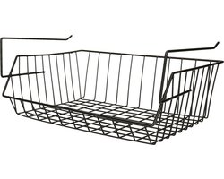 MSV Kastmandje - opberg/hang mandjes - rvs - zwart - 40 x 27 x 17 cm - draadmand