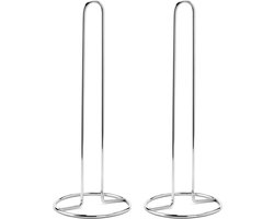 MSV Keukenrolhouder - 2x - 1 rol - metaal - zilver - 32 x 12 cm