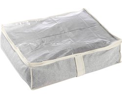 MSV Opberghoes voor Dekbedden en Kussens - Kledinghoezen en Beschermhoezen van PP Materiaal - Grijs en Beige - 65x55x20 cm