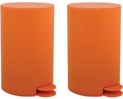 MSV Pedaalemmer - 2x - kunststof - oranje - 3L - klein model - 15 x 27 cm - Badkamer/toilet