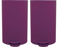 MSV Pedaalemmer - 2x - kunststof - paars - 3L - klein model - 15 x 27 cm - Badkamer/toilet