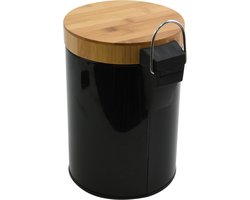 MSV Pedaalemmer 3L - AZA - Prullenbak Badkamer - Hout - Zwart
