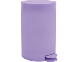 MSV Prullenbak / pedaalemmer - kunststof - lila paars - 3L - klein model - 15 x 27 cm - Badkamer/toilet
