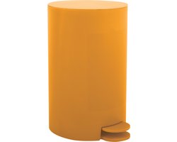 MSV Prullenbak/pedaalemmer - kunststof - saffraan geel - 3L - klein model - 15 x 27 cm - Badkamer/toilet