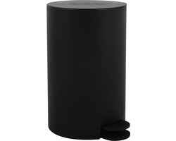 MSV Prullenbak/pedaalemmer - kunststof - zwart - 3L - klein model - 15 x 27 cm - Badkamer/toilet