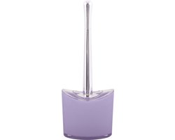 MSV Toiletborstel in houder/wc-borstel Aveiro - PS kunststof/rvs - lila paars/zilver - 37 x 14 cm