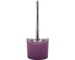 MSV Toiletborstel in houder/wc-borstel Aveiro - PS kunststof/rvs - paars/zilver - 37 x 14 cm