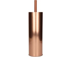 MSV Toilet/wc-borstel in houder Kyoto - metaal - koper kleur - 27 cm