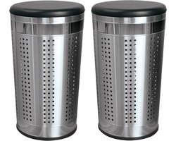MSV Wasmand Dubai- 2x - rvs metaal - zwarte deksel - 46 liter compartiment - 35 x 60 cm