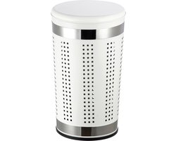 MSV Wasmand Dubai - RVS metaal - witte deksel - 46 liter - luchtgaten - afsluitbaar