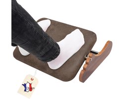 MSZERONE Comfort Cuir Voetensteun - Voetenbankjes - Ergonomisch Voetenbankje Bureau – Verstelbaar in 3 hoogtes - Voetsteun Kantoor- Houten Voetenbankje voor Thuis & Kantoor – Verstelbaar, Anti-Slip en Duurzaam Ontwerp - Comfort