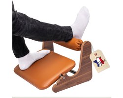 MSZERONE Voetensteun - Voetenbankjes - Ergonomisch Voetenbankje Bureau – Verstelbaar in 3 hoogtes - Voetsteun Kantoor- Houten Voetenbankje voor Thuis & Kantoor – Verstelbaar, Anti-Slip en Duurzaam Ontwerp - Comfort Cuir Plus