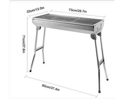 M.T.C© Barbeque-BBQ-RVS-langwerpig-shasliek-sate-camping-grill-opvouwbaar