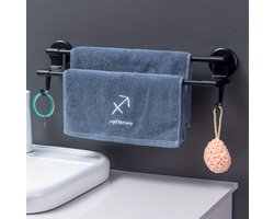 M.T.C©-handdoekenrek-doucherek-met haken-handdoeken-handdoek-50*10.5*15-zwart-towelbar