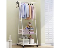 M.T.C©-Kledingkast-WIT-kledingrek-verrijdbaar rek-opbergkast-hangrek-slaapkamer-kast-opbergkast-doucherek