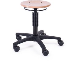 MTM werkkruk ODIN 160-N - ronde houten zitting - kunststof kruisvoet - ergonomisch - 42/58 cm