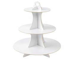 MTTProducts - Cardboard Cake Stand - Drie-laags - Ideaal voor feestjes - Wit - Cupcake houder - Perfect voor bruiloften en verjaardagen - Etagere