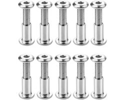 MTTProducts - Meubel Schroeven - M6 Verbinding - Rvs Kwaliteit - Zilver - Verbindingselementen - Voor Meubels en Planken - 10 Stuks