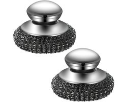 MTTProducts - Steel Wool Scrubber - Keukenborstel - Rvs - 2 Stuks - Afwasborstel - Voor het schoonmaken van pannen en bestek