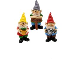 MUAMAX Miniatuur Tuin Gnomes Set van 3 Fairy Gardens Kabelboom Beeldjes Fairy Tuin Accessoires Kleine Kabouter Mini Kabouters Set Outdoor Miniatuur Tuin Ornamenten