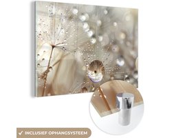 MuchoWow® Glasschilderij 120x80 cm - Schilderij acrylglas - Natuur - Bloemen - Druppels - Regen - Foto op glas - Muurdecoratie woonkamer - Wanddecoratie slaapkamer - Schilderijen