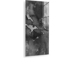 MuchoWow® Glasschilderij 20x40 cm - Schilderij acrylglas - Beton - Verf - Zwart - Foto op glas - Muurdecoratie woonkamer - Wanddecoratie slaapkamer - Schilderijen