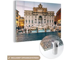 MuchoWow® Glasschilderij 30x20 cm - Schilderij acrylglas - Fontein - Italië - Rome - Foto op glas - Schilderijen