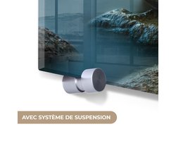 MuchoWow® Glasschilderij 40x30 cm - Schilderij acrylglas - Zee - Zon - Stenen - Foto op glas - Muurdecoratie woonkamer - Wanddecoratie slaapkamer - Schilderijen