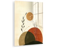 MuchoWow® Glasschilderij 60x80 cm - Schilderij acrylglas - Planten - Abstract - Vormen - Foto op glas - Muurdecoratie woonkamer - Wanddecoratie slaapkamer - Schilderijen