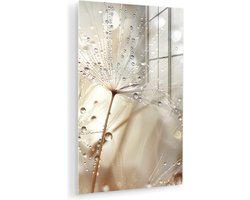 MuchoWow® Glasschilderij 60x90 cm - Schilderij acrylglas - Natuur - Bloemen - Druppels - Regen - Foto op glas - Muurdecoratie woonkamer - Wanddecoratie slaapkamer - Schilderijen