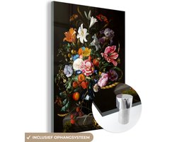 MuchoWow® Glasschilderij 90x120 cm - Schilderij acrylglas - Oude meesters - Kunst - Vaas met bloemen - Jan Davidsz de Heem - Foto op glas - Schilderijen