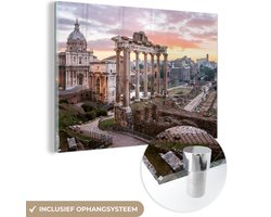 MuchoWow® Glasschilderij 90x60 cm - Schilderij acrylglas - Italië - Rome - Lucht - Foto op glas - Schilderijen