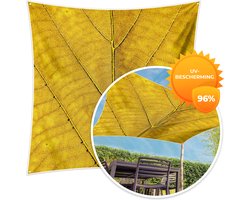 MuchoWow® - Schaduwdoek - Bladeren - Planten - Geel - 96% UV-bestendig - Hoogwaardig polyester - Zonnedoek - Weerbestendig - Tuin - Tarp - 300x300 cm