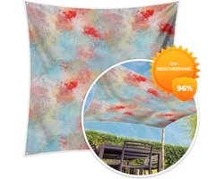 MuchoWow® - Schaduwdoek - Blauw - Rood - Verf - Patroon - 96% UV-bestendig - Hoogwaardig polyester - Zonnedoek - Weerbestendig - Tuin - Tarp - 300x300 cm