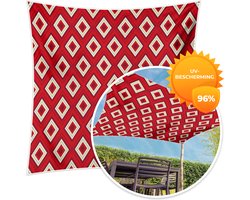 MuchoWow® - Schaduwdoek - Kerst - Patronen - Ruit - Rood - 96% UV-bestendig - Hoogwaardig polyester - Zonnedoek - Weerbestendig - Tuin - Tarp - 300x300 cm