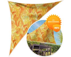 MuchoWow® - Schaduwdoek - Marmer - Oranje - Geel - Design - 96% UV-bestendig - Hoogwaardig polyester - Zonnedoek - Weerbestendig - Tuin - Tarp - 300x300 cm
